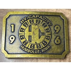 Hy-Capacity Humboldt Iowa Agricultural Equipment Farm 1996 Vintage Belt Buckle